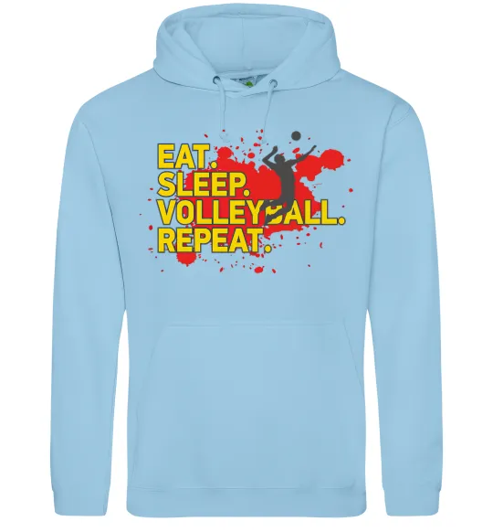 Чоловіча толстовка (худі) Eat sleep volleyball repeat Блакитний фото