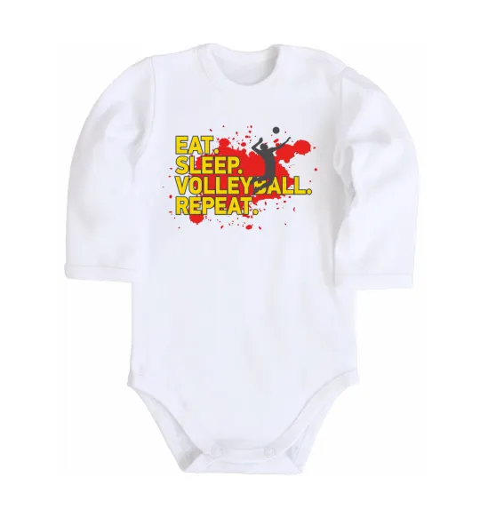 Детский боди Eat sleep volleyball repeat Белый фото