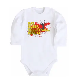Дитячий бодік Eat sleep volleyball repeat Білий фото