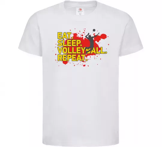 Дитяча футболка Eat sleep volleyball repeat Білий фото