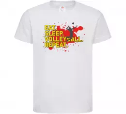 Детская футболка Eat sleep volleyball repeat Белый фото