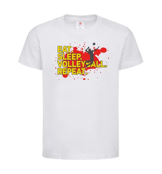 Детская футболка Eat sleep volleyball repeat Белый фото