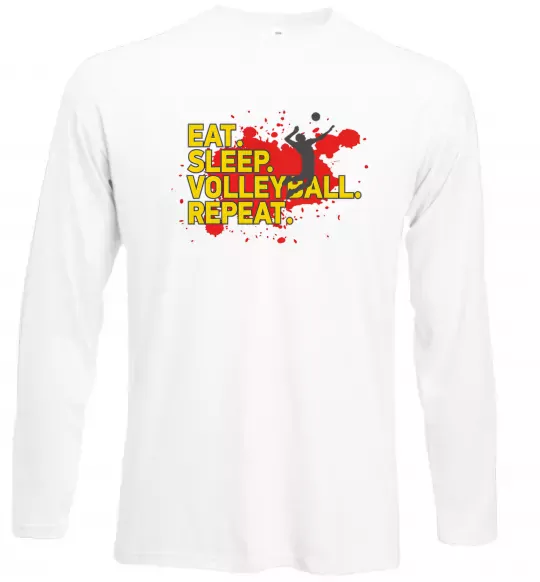 Лонгслив Eat sleep volleyball repeat Белый фото