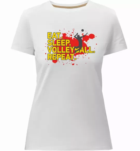 Жіноча преміум футболка Eat sleep volleyball repeat Білий фото