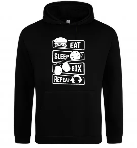 Жіноча толстовка (худі) Eat sleep boxing repeat Чорний фото