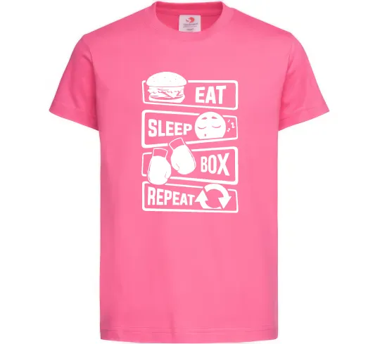 Дитяча футболка Eat sleep boxing repeat Яскраво-рожевий фото