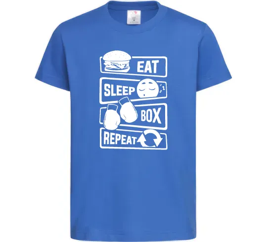 Дитяча футболка Eat sleep boxing repeat Яскраво-синій фото