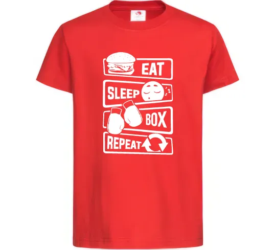 Дитяча футболка Eat sleep boxing repeat Червоний фото