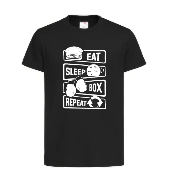 Детская футболка Eat sleep boxing repeat Черный фото
