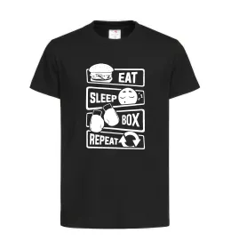 Детская футболка Eat sleep boxing repeat Черный фото