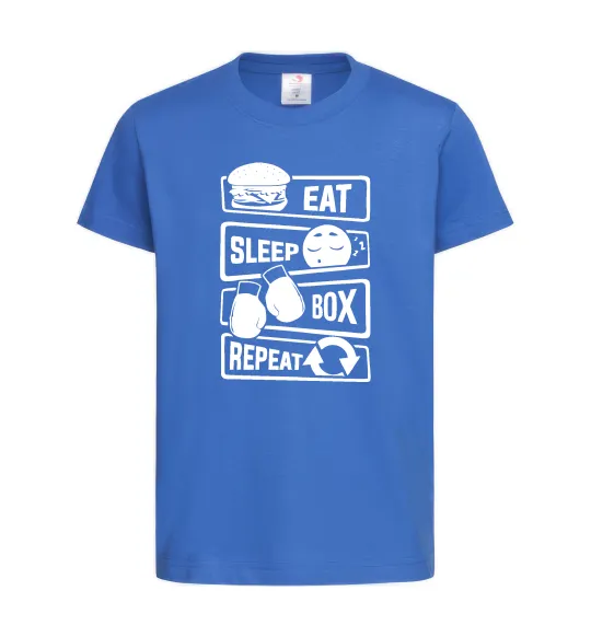 Детская футболка Eat sleep boxing repeat Ярко-синий фото