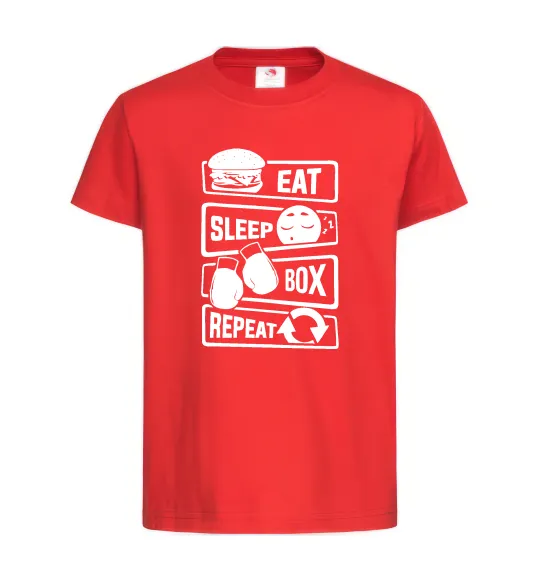 Детская футболка Eat sleep boxing repeat Красный фото