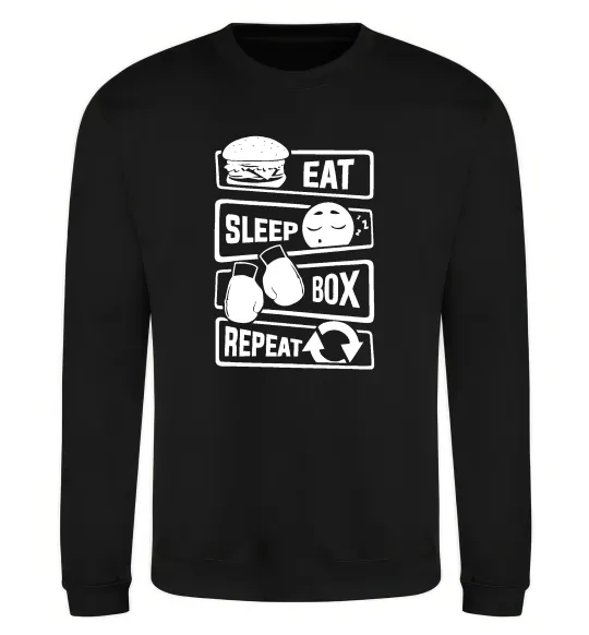 Світшот Eat sleep boxing repeat Чорний фото