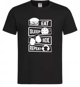 Мужская футболка Eat sleep boxing repeat Черный фото