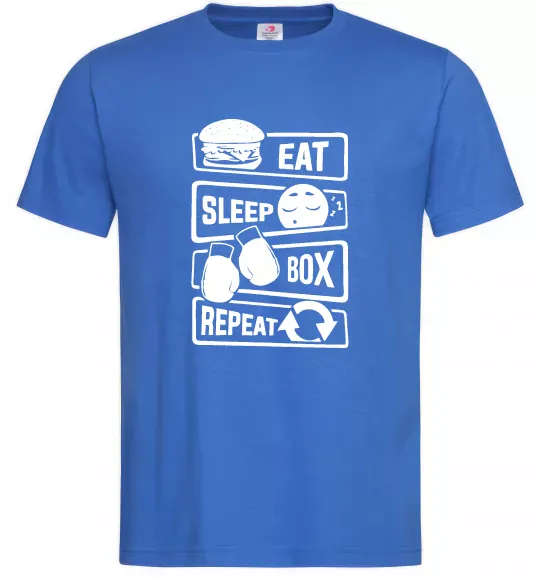 Мужская футболка Eat sleep boxing repeat Ярко-синий фото