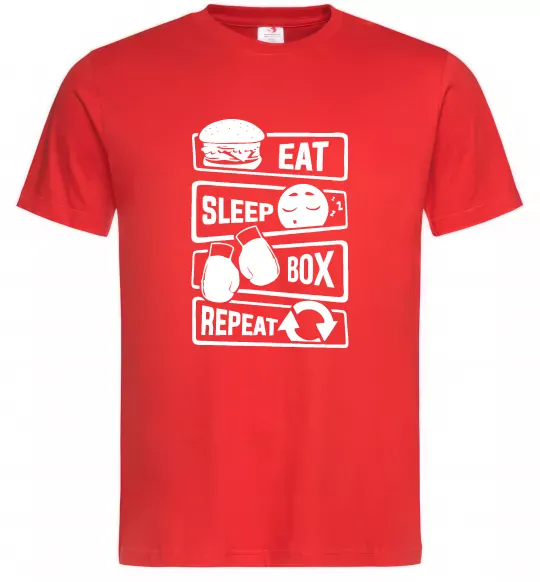 Мужская футболка Eat sleep boxing repeat Красный фото