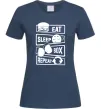 Жіноча футболка Eat sleep boxing repeat Темно-синій фото
