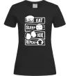 Жіноча футболка Eat sleep boxing repeat Чорний фото