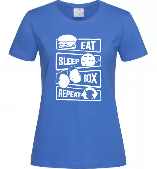 Жіноча футболка Eat sleep boxing repeat Яскраво-синій фото