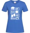 Жіноча футболка Eat sleep boxing repeat Яскраво-синій фото