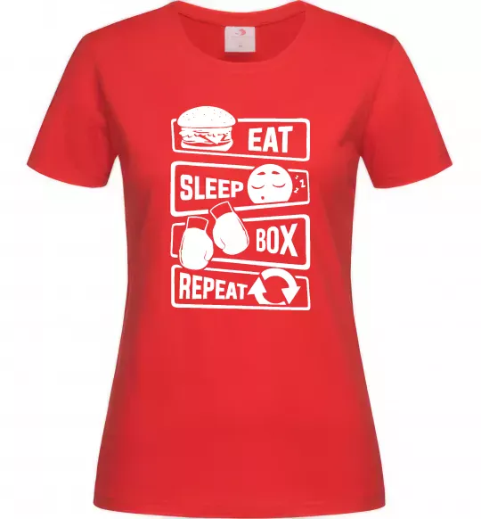 Жіноча футболка Eat sleep boxing repeat Червоний фото