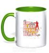 Чашка з кольоровою ручкою Eat sleep boxing repeat Зелений фото