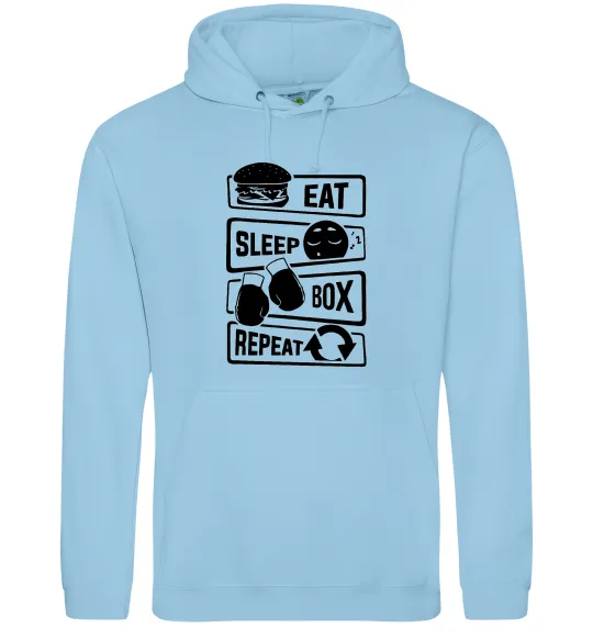 Чоловіча толстовка (худі) Eat sleep boxing repeat Блакитний фото