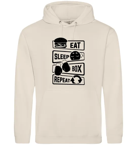 Женская толстовка (худи) Eat sleep boxing repeat Таш фото
