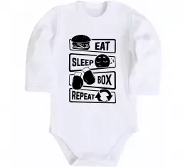 Дитячий бодік Eat sleep boxing repeat Білий фото
