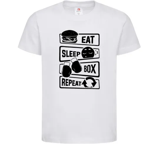 Дитяча футболка Eat sleep boxing repeat Білий фото