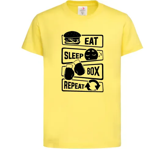 Дитяча футболка Eat sleep boxing repeat Лимонний фото