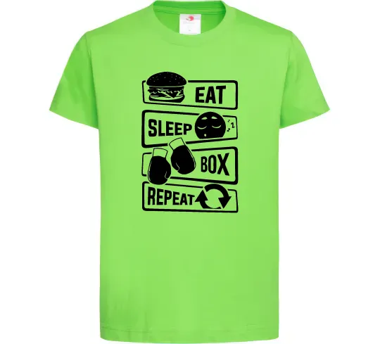 Дитяча футболка Eat sleep boxing repeat Лаймовий фото