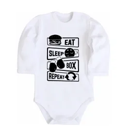 Дитячий бодік Eat sleep boxing repeat Білий фото