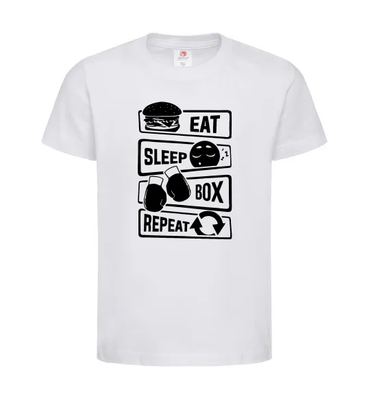 Детская футболка Eat sleep boxing repeat Белый фото