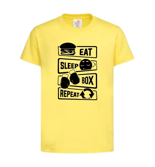 Детская футболка Eat sleep boxing repeat Лимонный фото