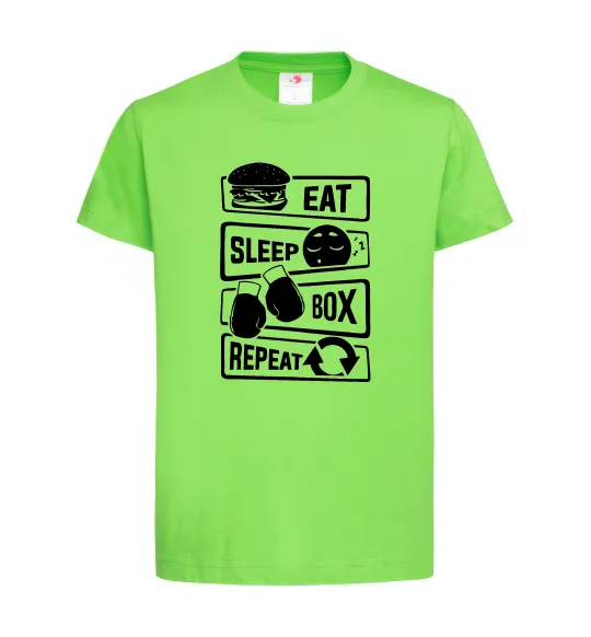 Детская футболка Eat sleep boxing repeat Лаймовый фото