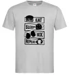 Мужская футболка Eat sleep boxing repeat Серый Мужская футболка Eat sleep boxing repeat Серый фото