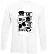 Лонгслив Eat sleep boxing repeat Белый фото