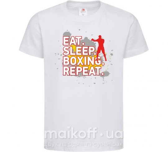 Дитяча футболка Eat sleep boxing repeat Білий фото