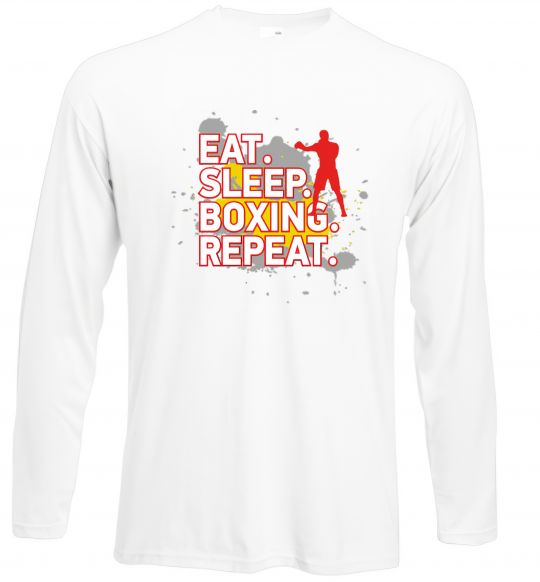 Лонгслів Eat sleep boxing repeat Білий фото