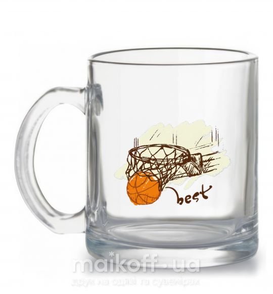 Чашка скляна Basketball best Прозорий фото