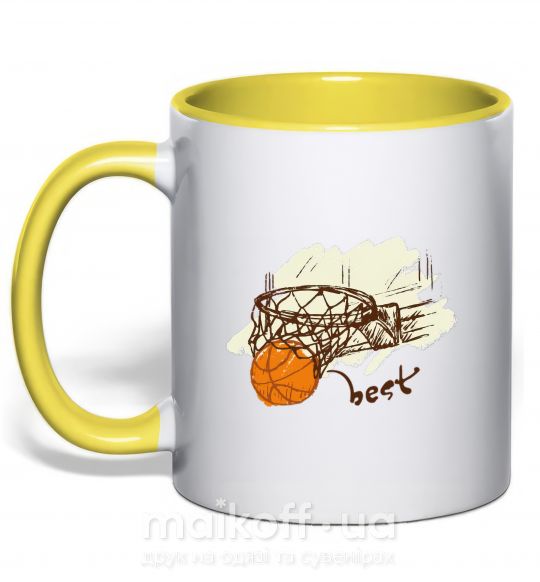 Чашка з кольоровою ручкою Basketball best Сонячно жовтий фото