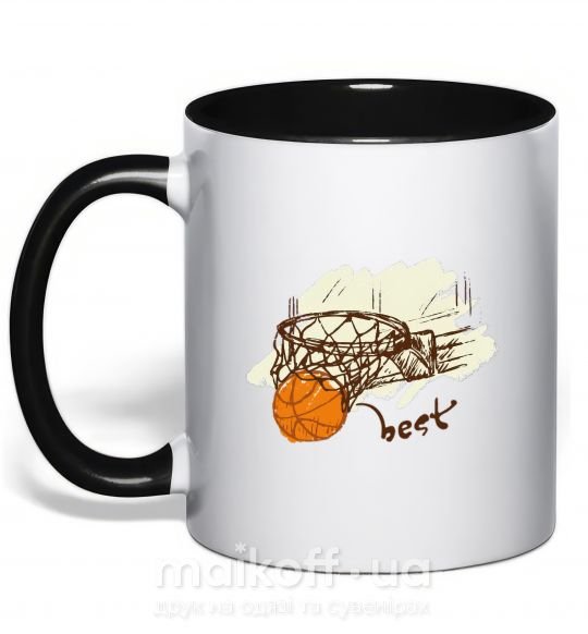 Чашка с цветной ручкой Basketball best Черный фото
