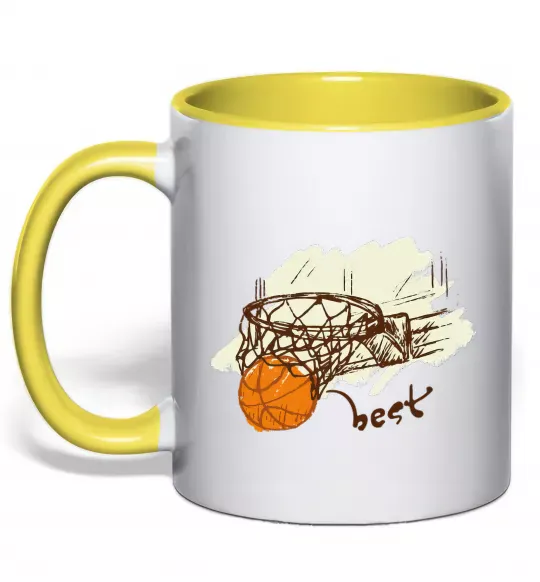 Чашка с цветной ручкой Basketball best Солнечно желтый фото