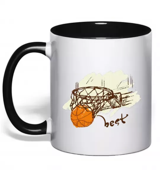 Чашка с цветной ручкой Basketball best Черный фото