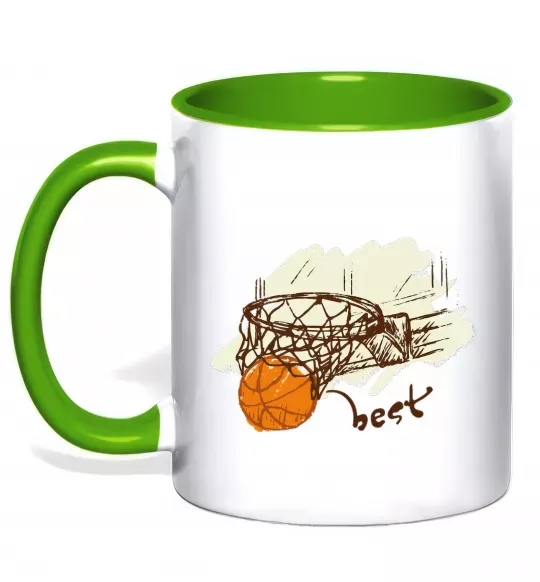 Чашка с цветной ручкой Basketball best Зеленый фото