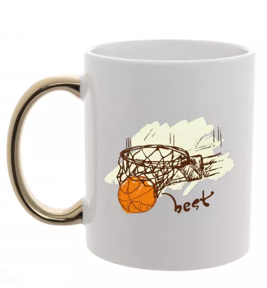 Чашка с цветной ручкой Basketball best Золото фото