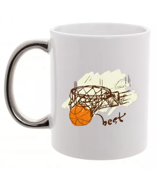 Чашка с цветной ручкой Basketball best Серебро фото