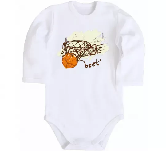 Детский боди Basketball best Белый фото