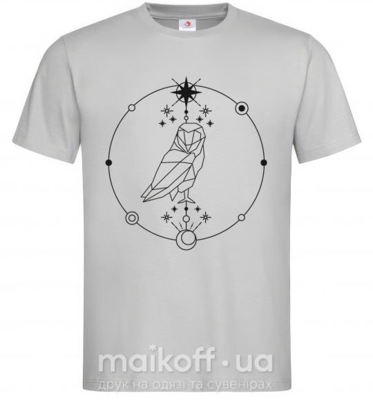 Мужская футболка Сова геометрия Серый фото